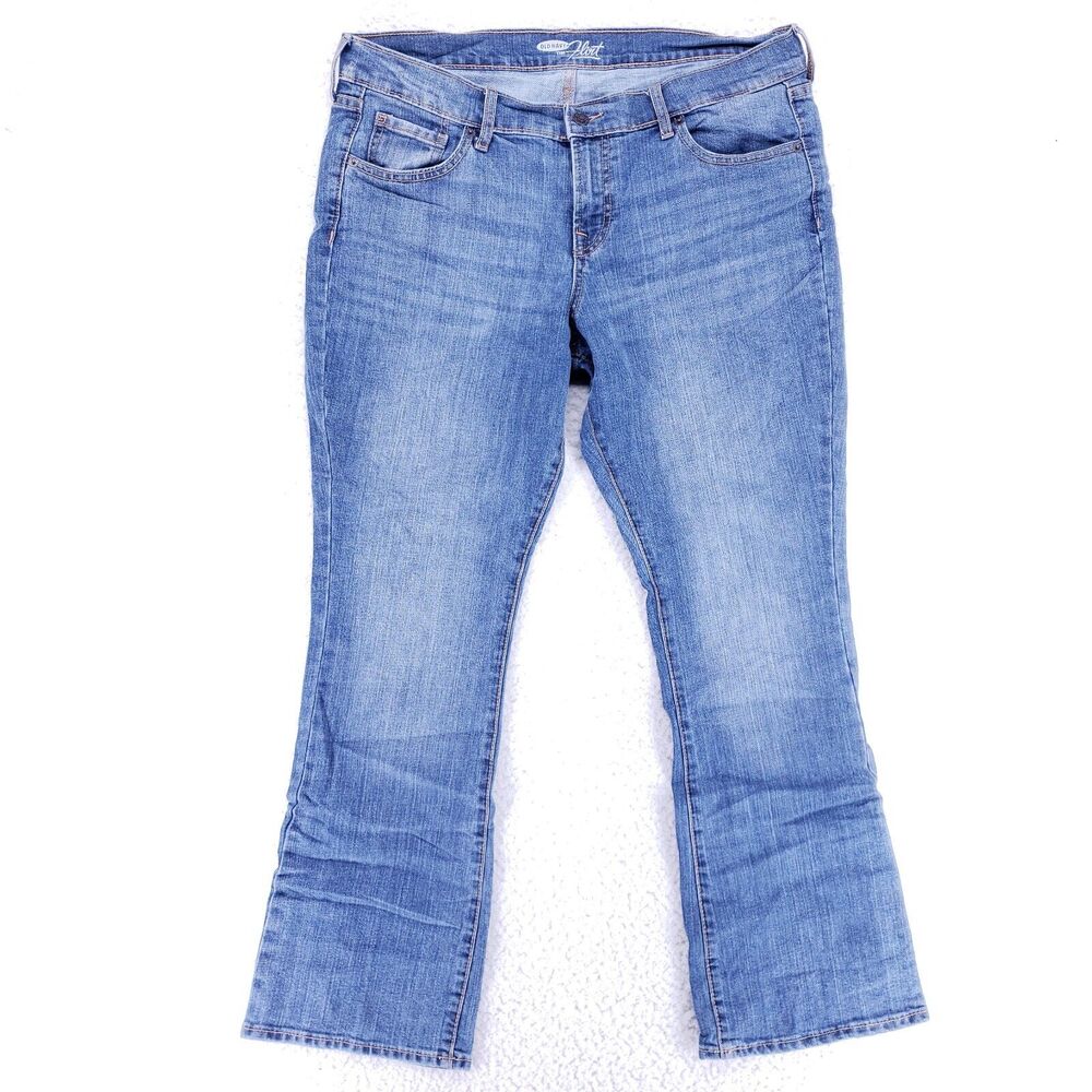 Old Navy Jean Women SZ 14 Blue Denim Straight Stretch Mid Rise Cotton VTG Casual